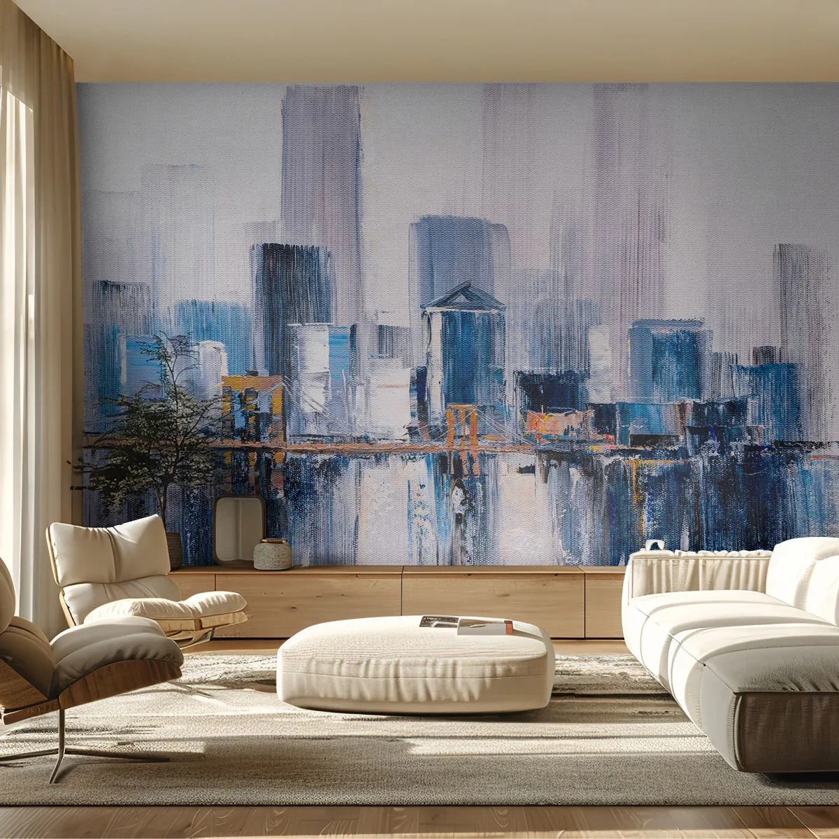 Fotobehang Premium Canvas - New Yorkse impressie - Gebouwen, Deel, Schilderen - 200x140 cm