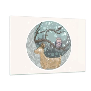 Schilderen op glas - Een sprookjesachtige bosnacht - 120x80 cm