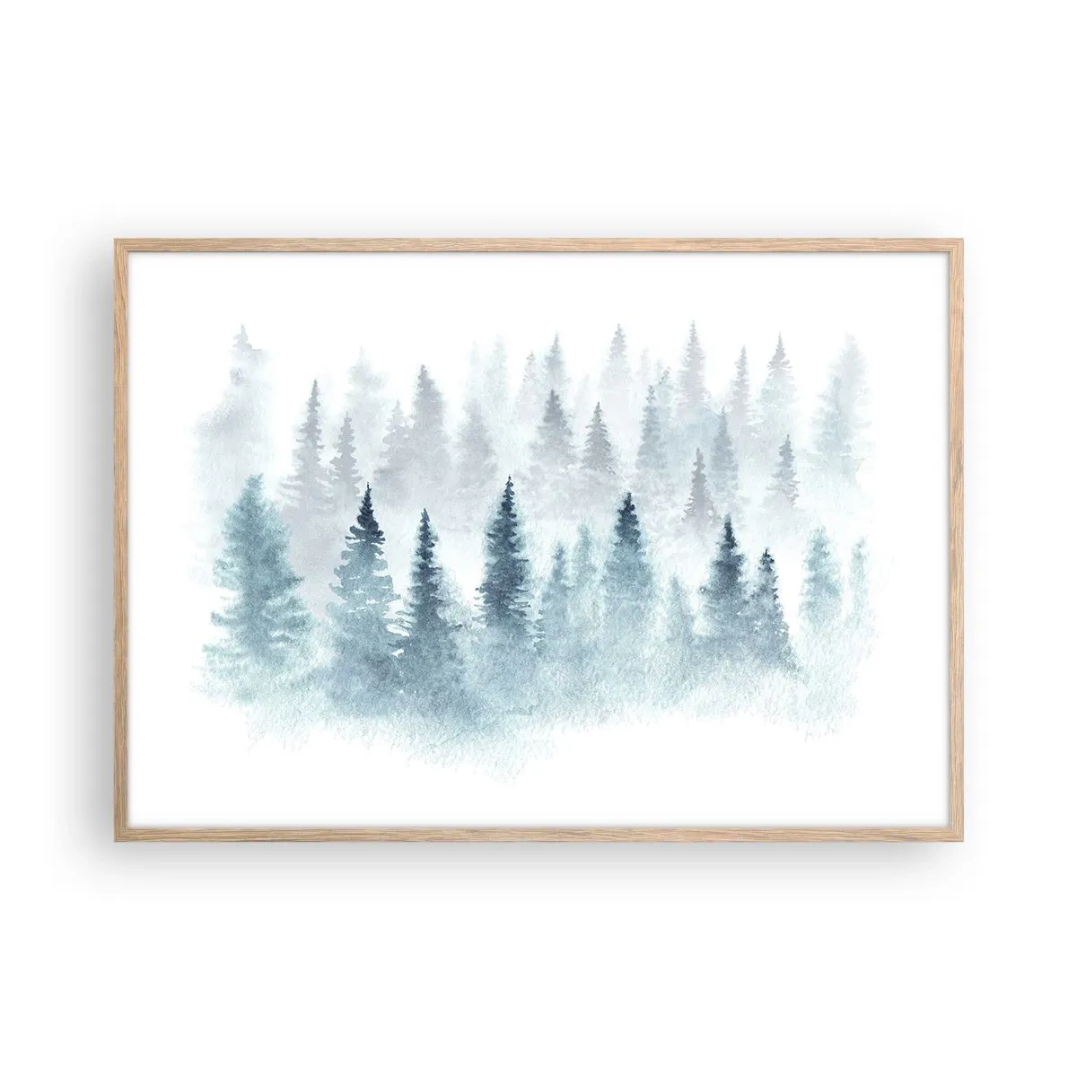 Een poster in een licht eiken lijst - Gehuld in mist - 100x70 cm