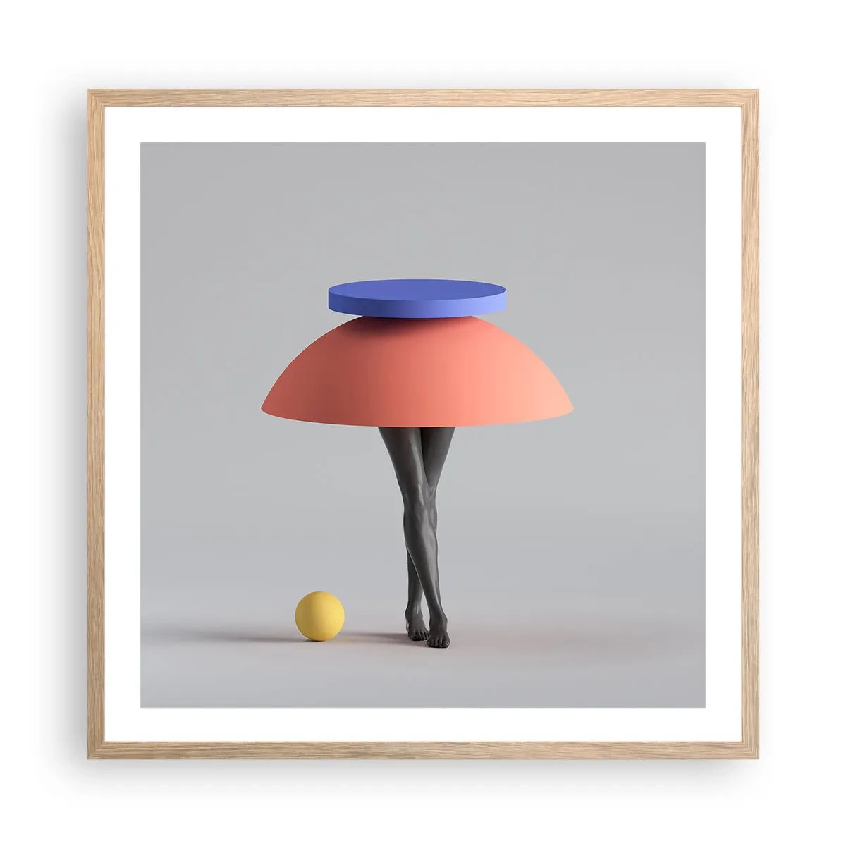 Een poster in een licht eiken lijst - Surrealistische compositie - 60x60 cm