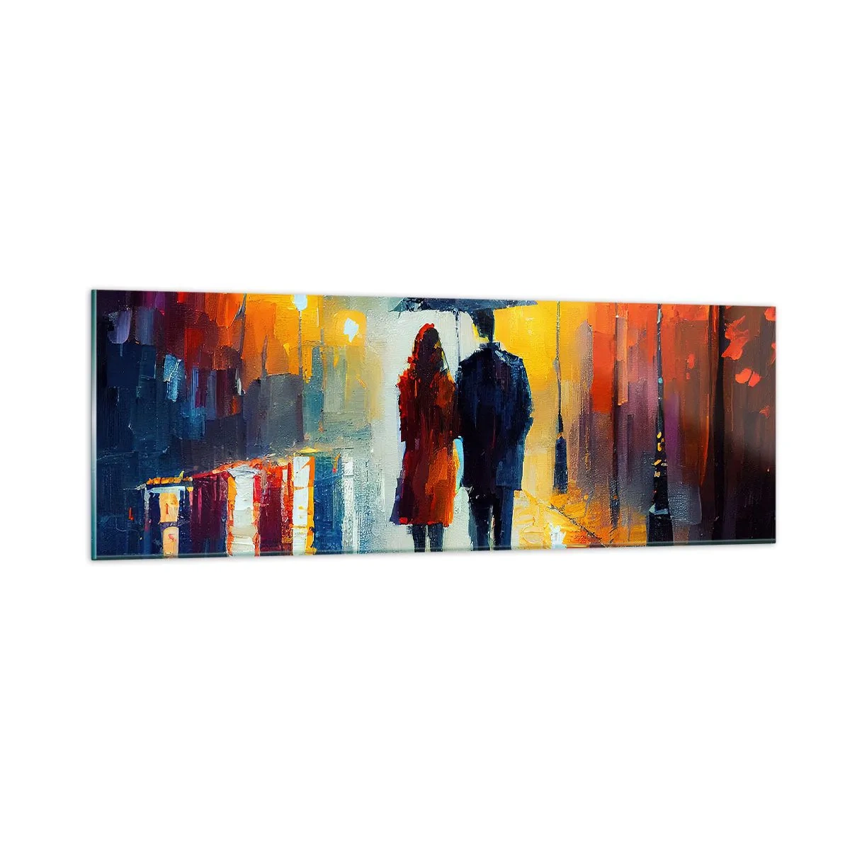 Schilderen op glas - Samen – een kleurrijke nacht - 90x30 cm