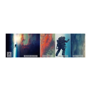 Fotobehang Monster Premium Sand - Ga het universum tegemoet - Abstractie, Astronaut, Kosmos - 100x30 cm