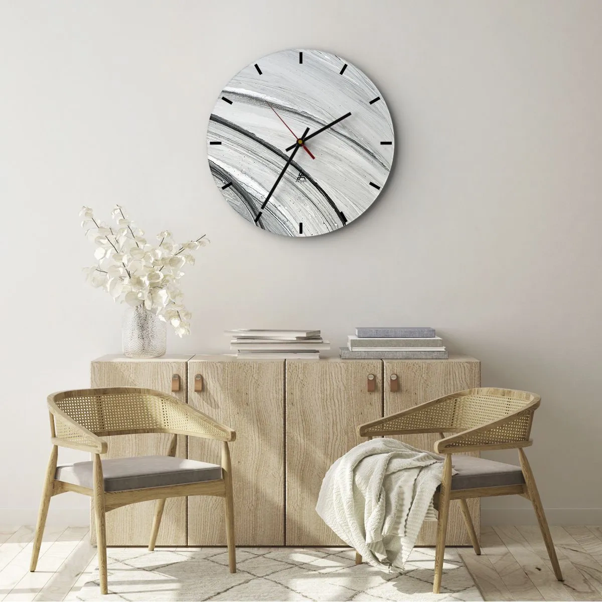 Wandklok - Klok - Grijze cirkels die lijken op de dynamische beweging van de baan - 30x30cm - Orbitale samenstelling - Moderne wanddecoratie voor woonkamer, keuken en slaapkamer ARTTOR