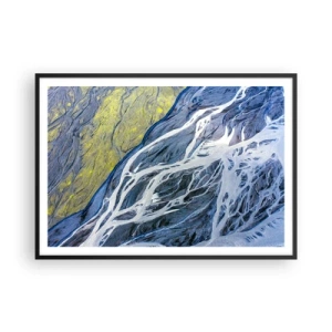 Poster in een zwarte lijst - Rotstekeningen van de natuur - 100x70 cm