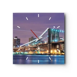Wandklok - Klok - Al vele jaren de Brooklyn Bridge - 30x30 cm
