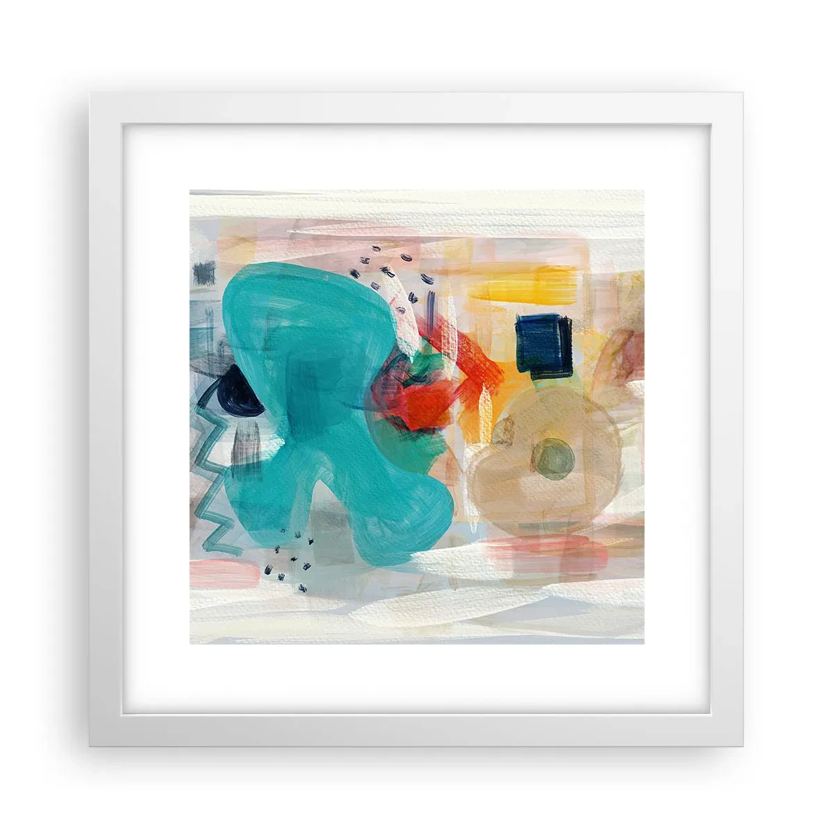 Poster in een witte lijst - Kleurrijk spel - 30x30 cm