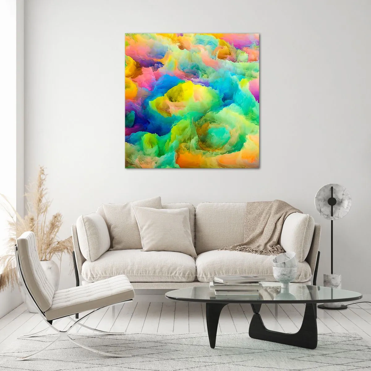 Schilderen op glas - Regenboog dons - 30x30 cm