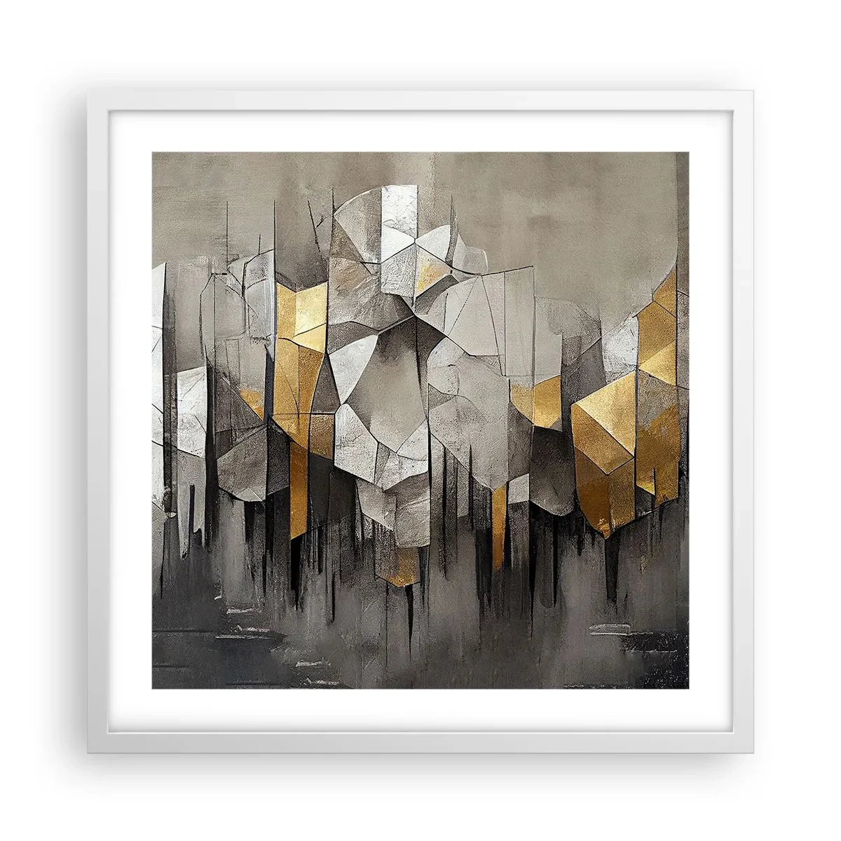 Poster in een witte lijst - Compositie van ijs en licht - 50x50 cm