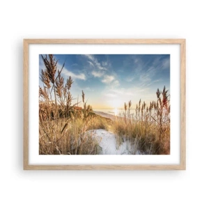 Een poster in een licht eiken lijst - Noord strand - 50x40 cm
