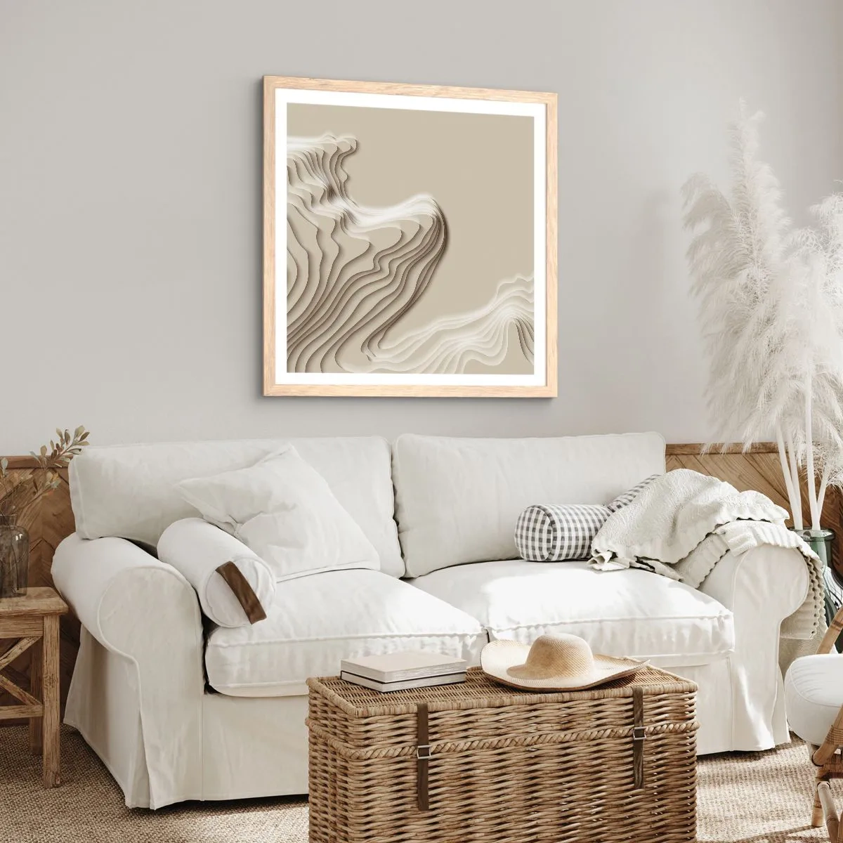 Een poster in een licht eiken lijst - Kunst topografie - 60x60 cm