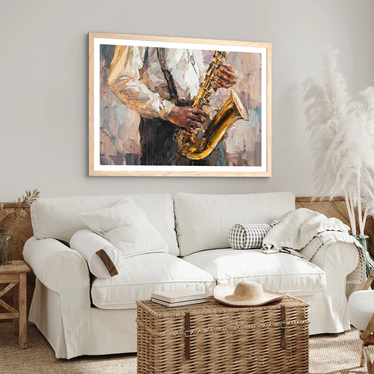 Een poster in een licht eiken lijst - Tijd om te solo te spelen - 91x61 cm