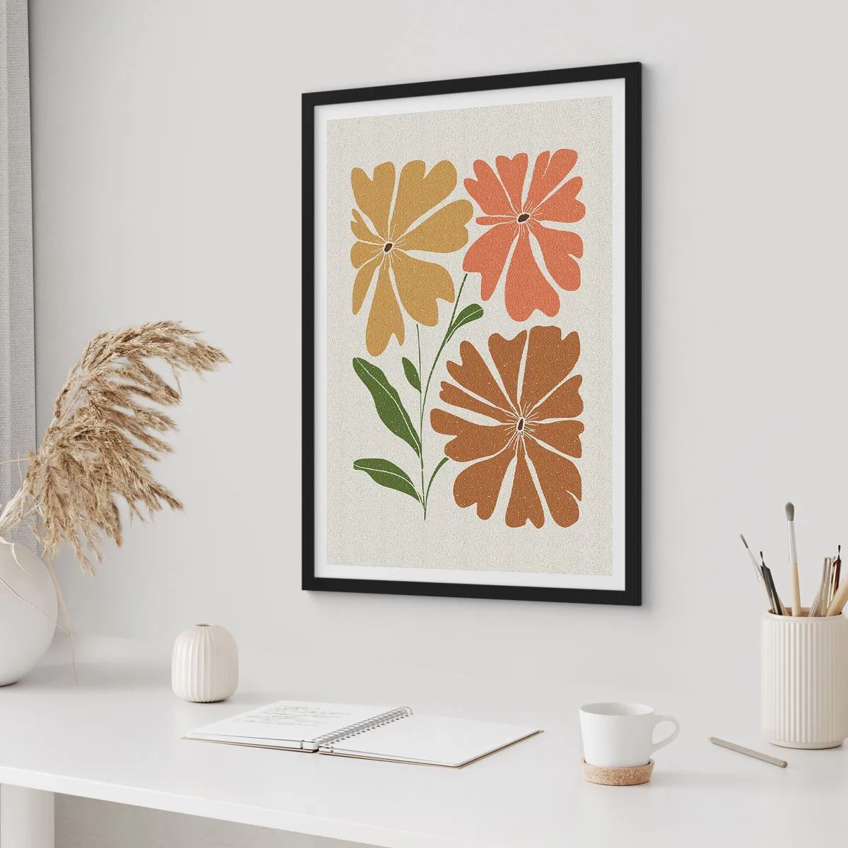 Poster in een zwarte lijst - Natuur en geometrie - 61x91 cm