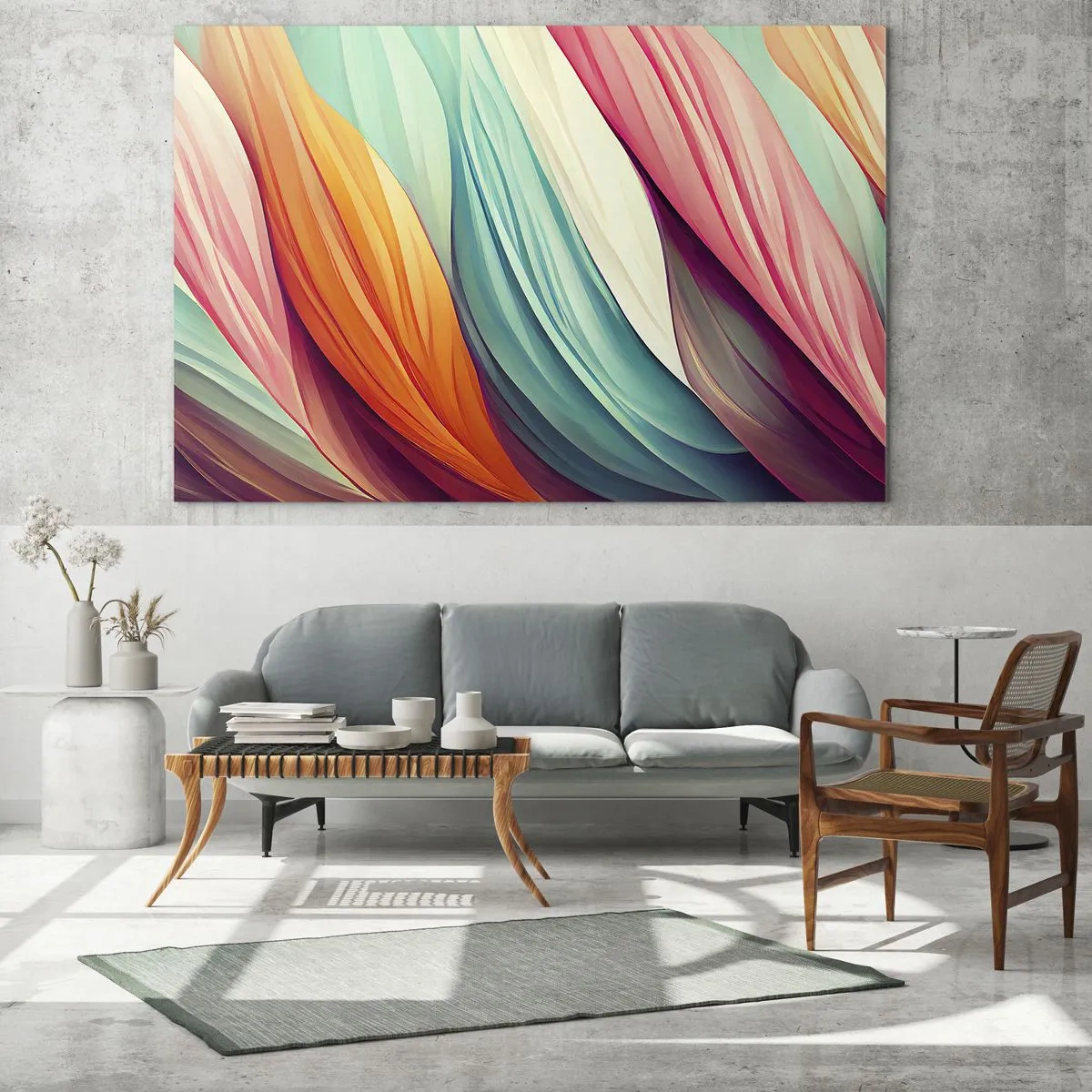 Schilderen op glas - Regenboog geweven - 100x70 cm