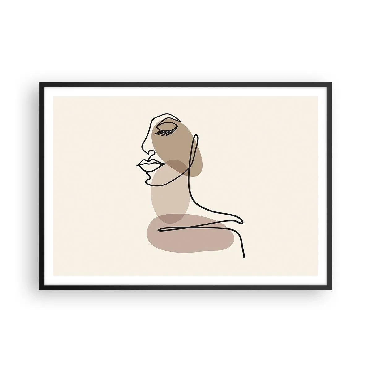 Poster in een zwarte lijst - Luisteren naar zichzelf - 100x70 cm