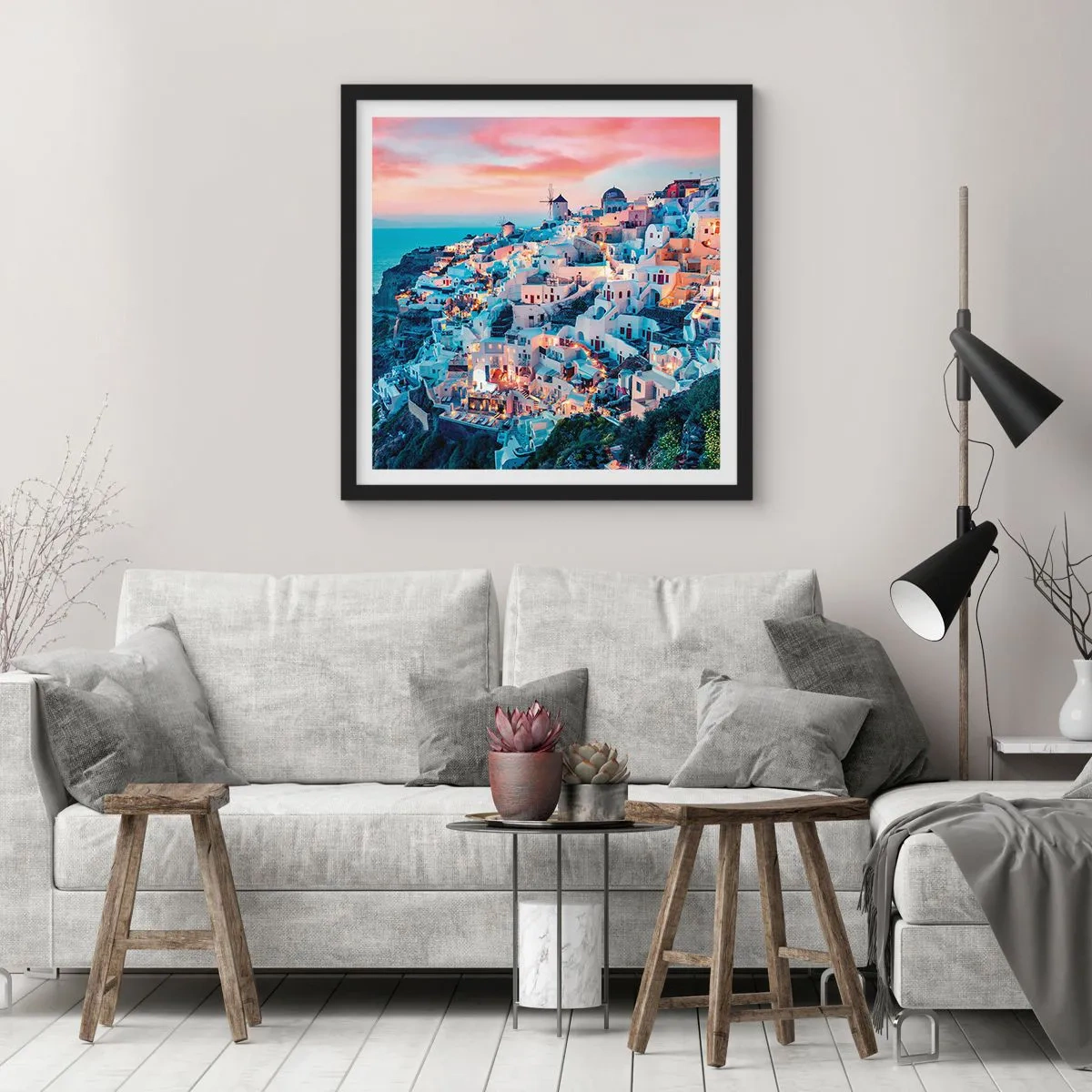 Poster in een zwarte lijst - Je geweldige Griekse vakantie - 30x30 cm