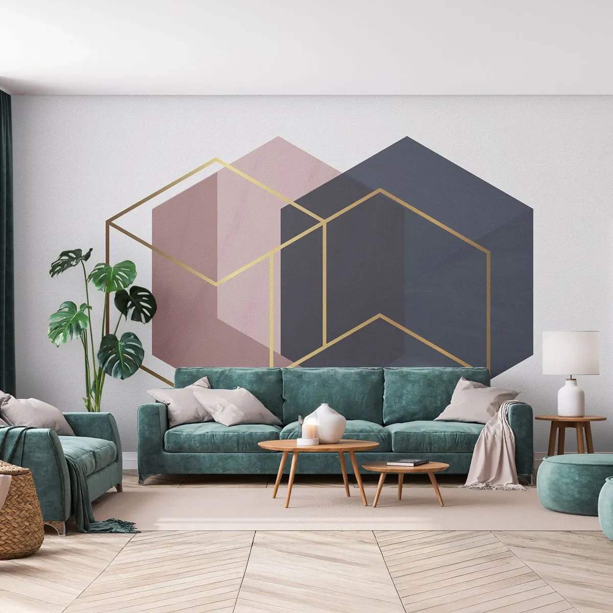 Fotobehang Premium Canvas - De kracht van eenvoud - Abstractie, Deel, Hexagen - 250x175 cm