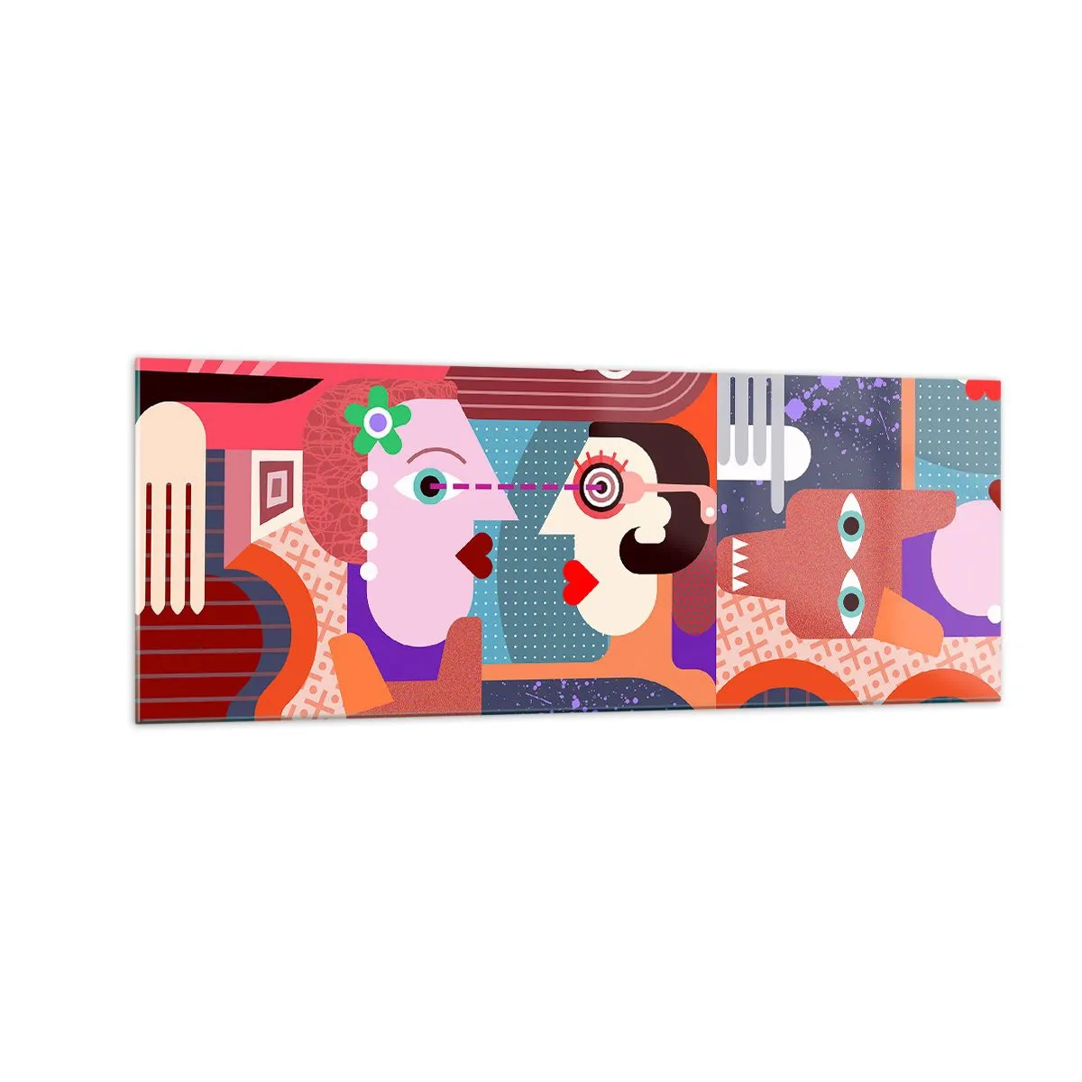 Schilderen op glas - Oog in oog - 140x50 cm