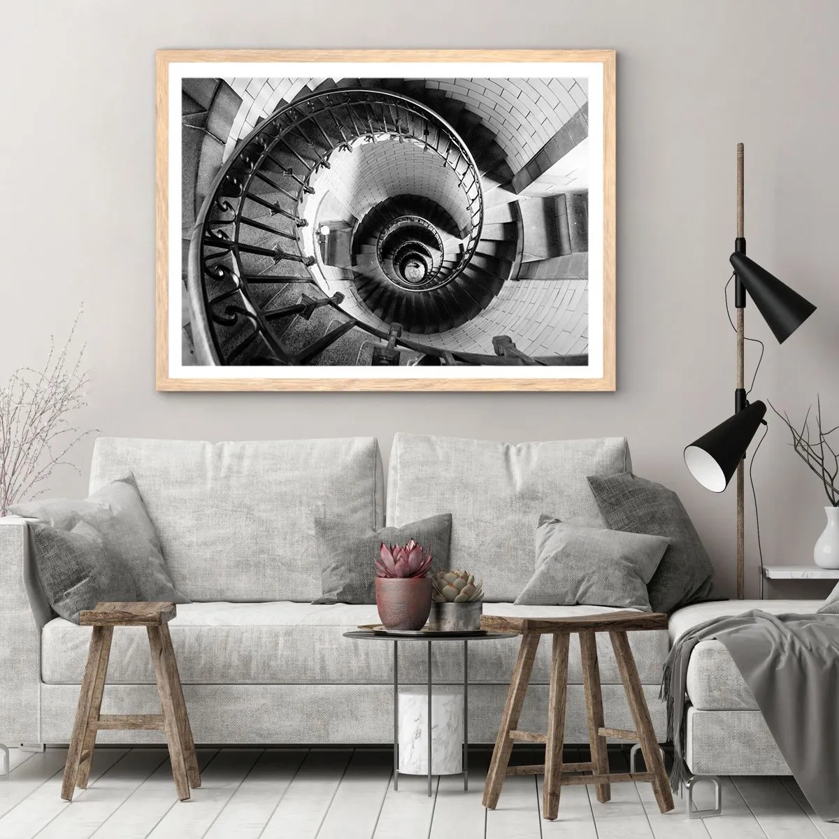 Een poster in een licht eiken lijst - Hoger en hoger - 100x70 cm