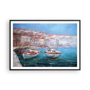 Poster in een zwarte lijst - Italiaanse baai - 100x70 cm