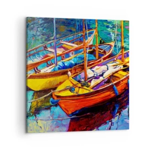 Schilderen op canvas - Op water vol met kleuren - 50x50 cm