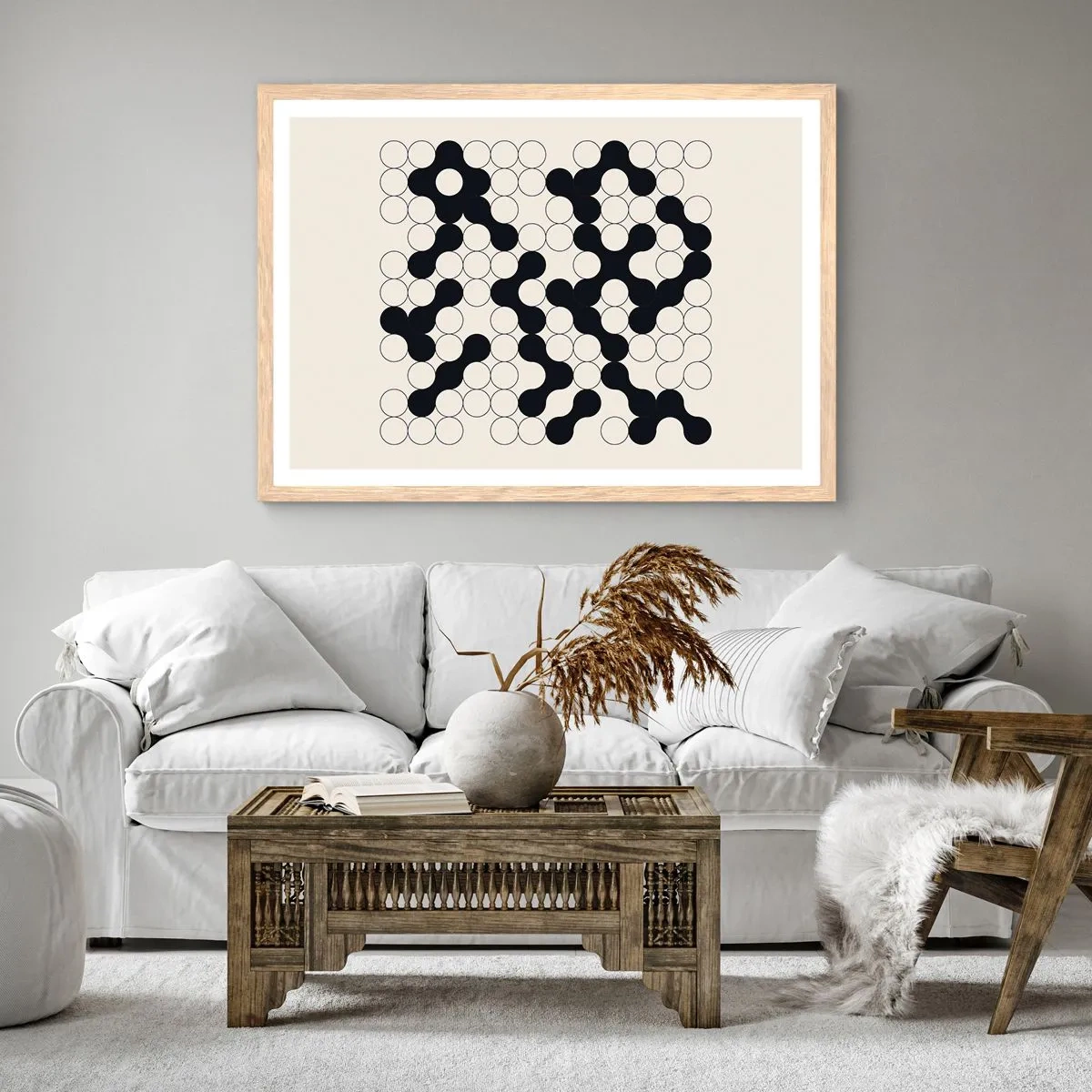 Een poster in een licht eiken lijst - Chinees spel – variatie - 91x61 cm