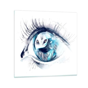 Schilderen op glas - Oog in oog met wildheid - 40x40 cm