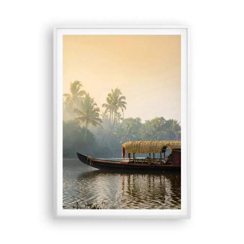 Poster in een witte lijst - Huis aan de rivier - 70x100 cm