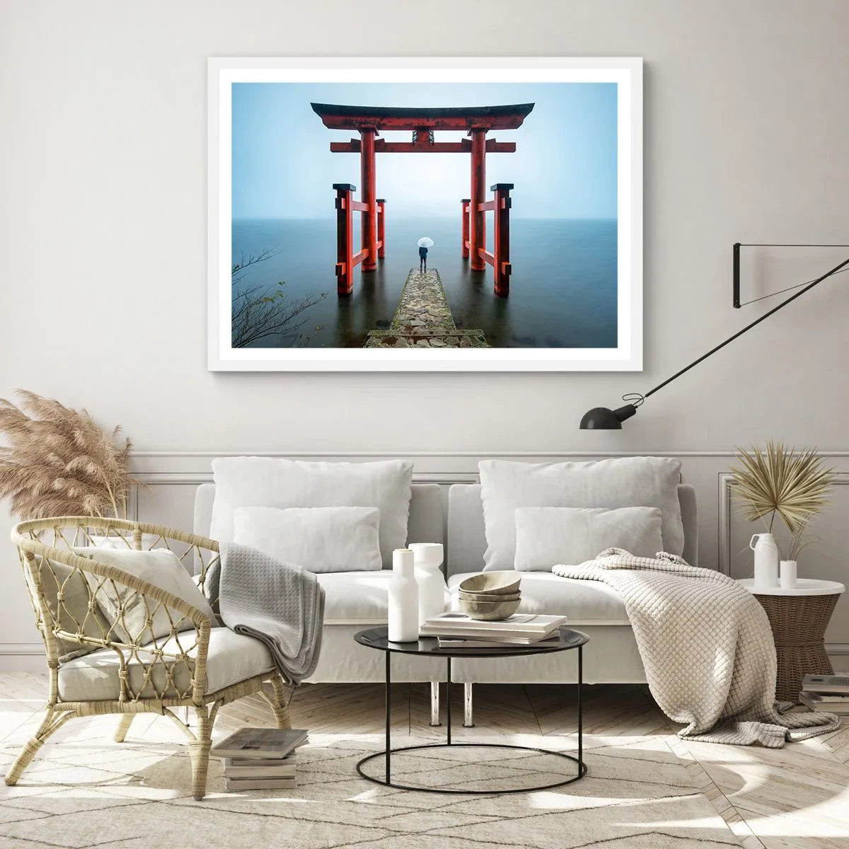Poster in een witte lijst - Japanse mijmering - 40x30 cm