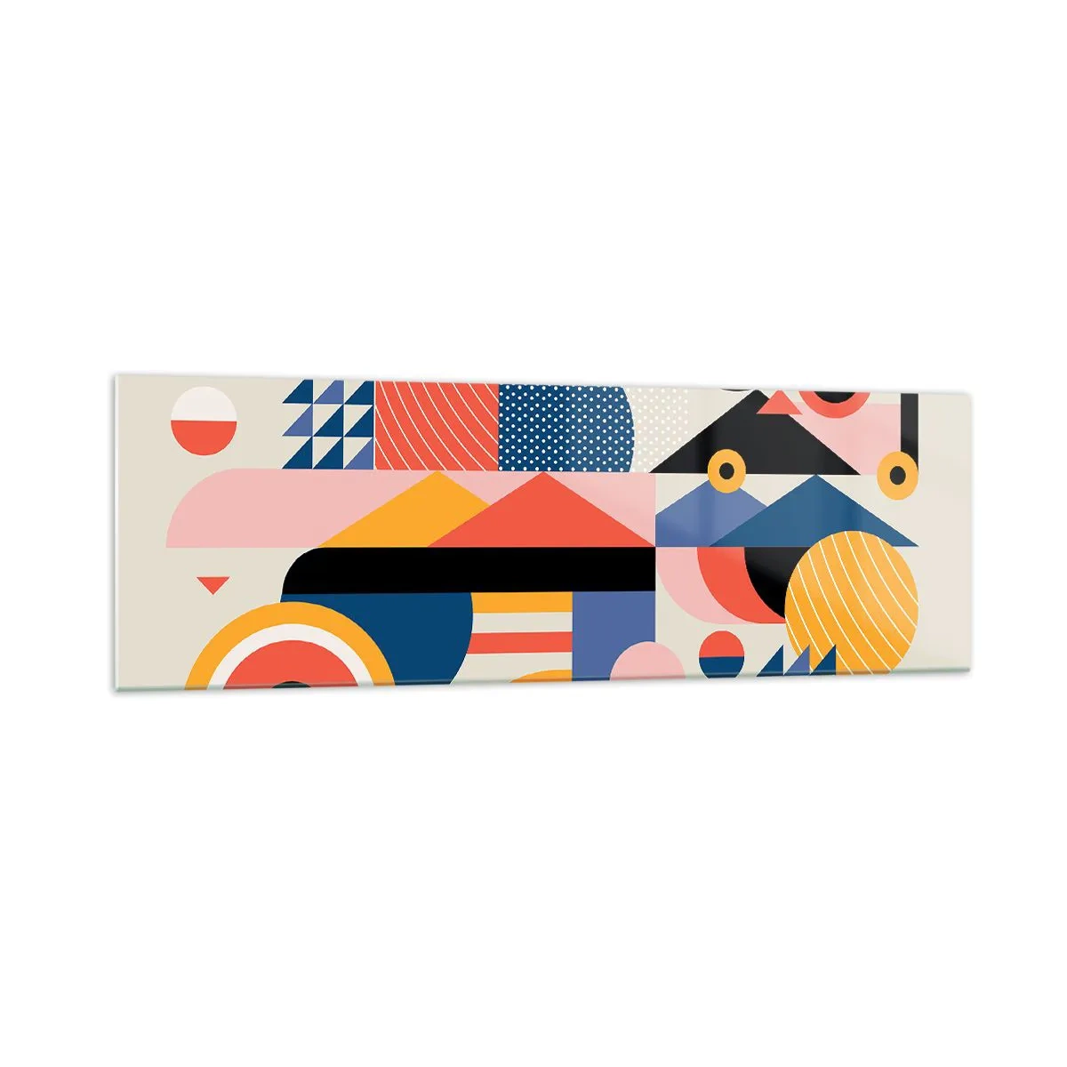 Schilderen op glas - Compositie: speel rond - 160x50 cm