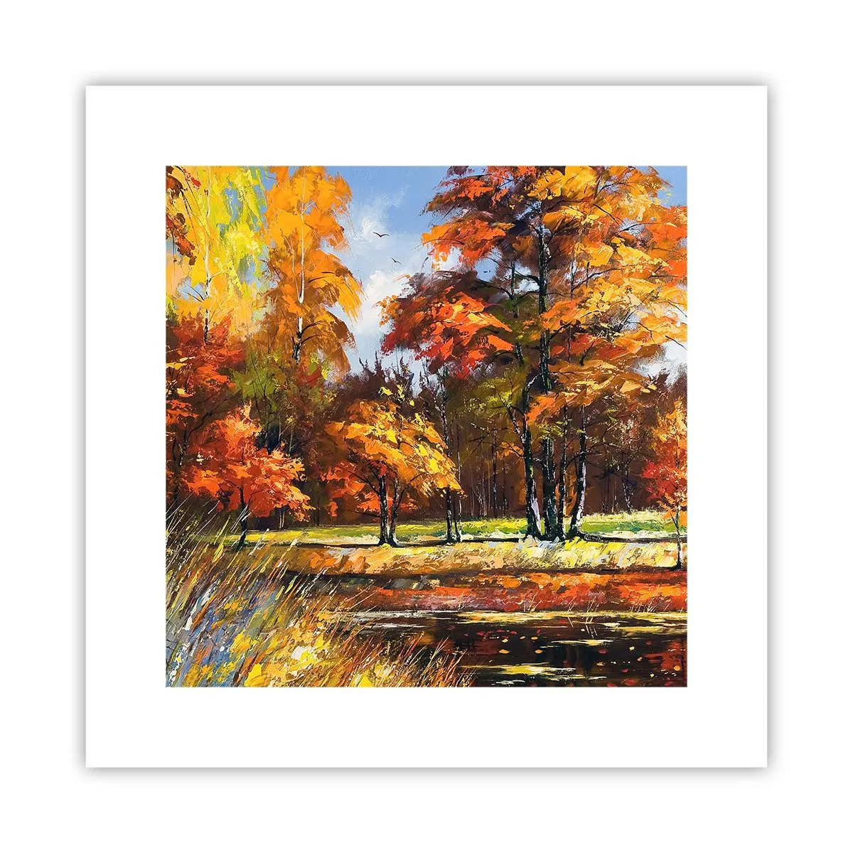 Poster - Landschap in goud en brons - 30x30 cm
