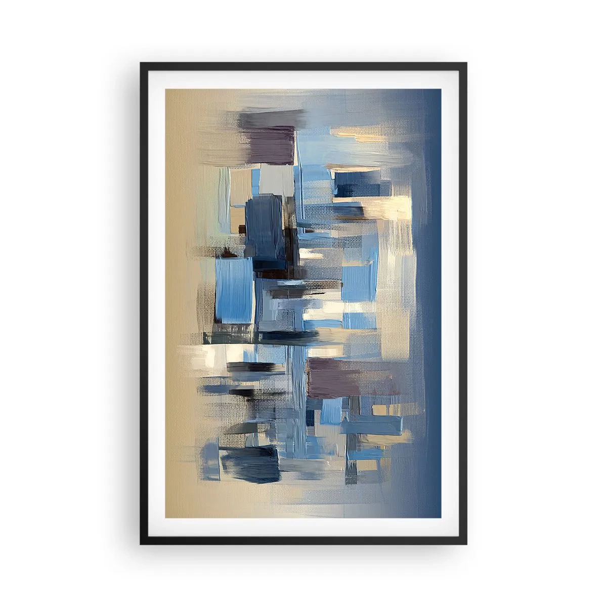 Poster in een zwarte lijst - Blauwe constructie - 61x91 cm