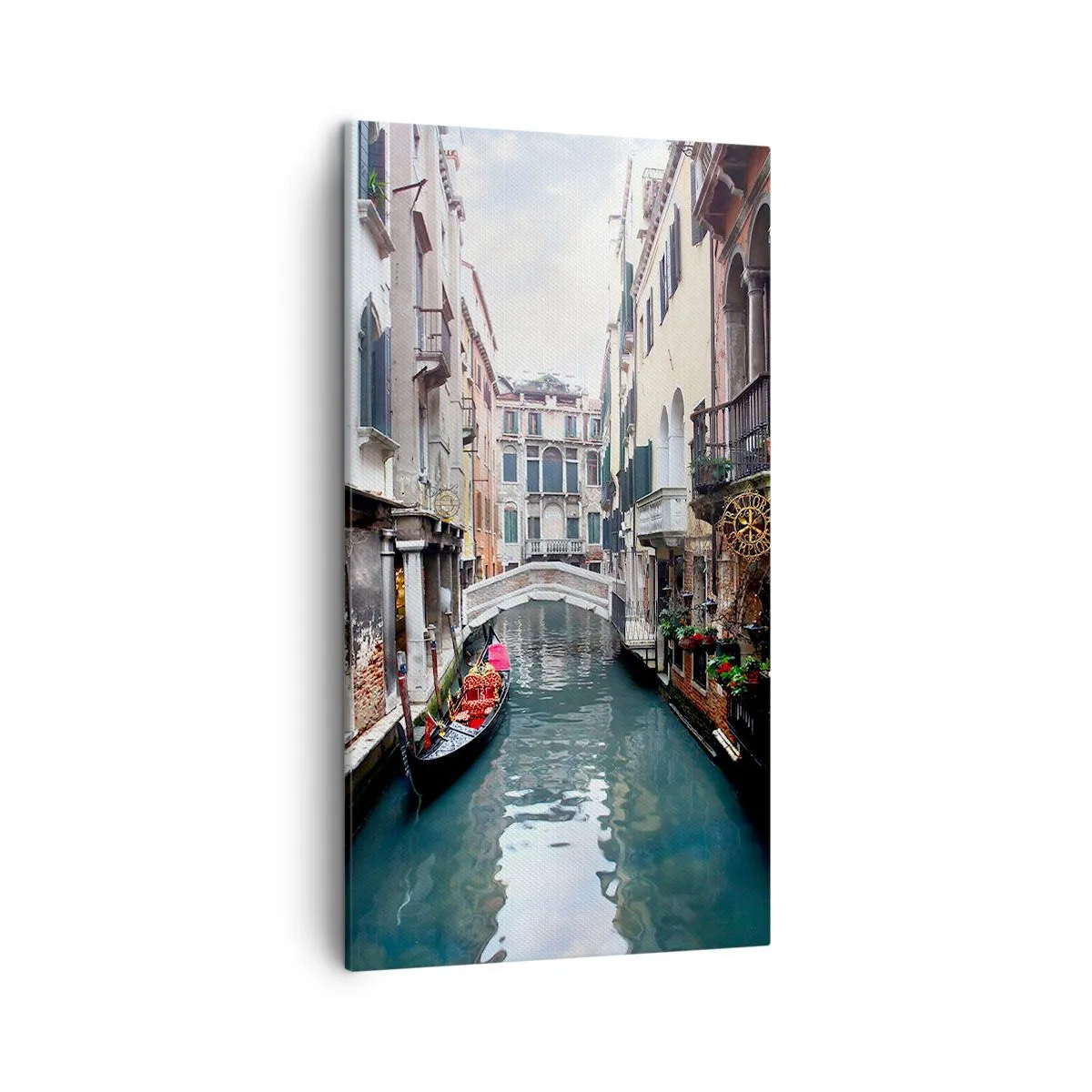 Schilderen op canvas - Venetiaans landschap met een gondel en een brug - 45x80 cm