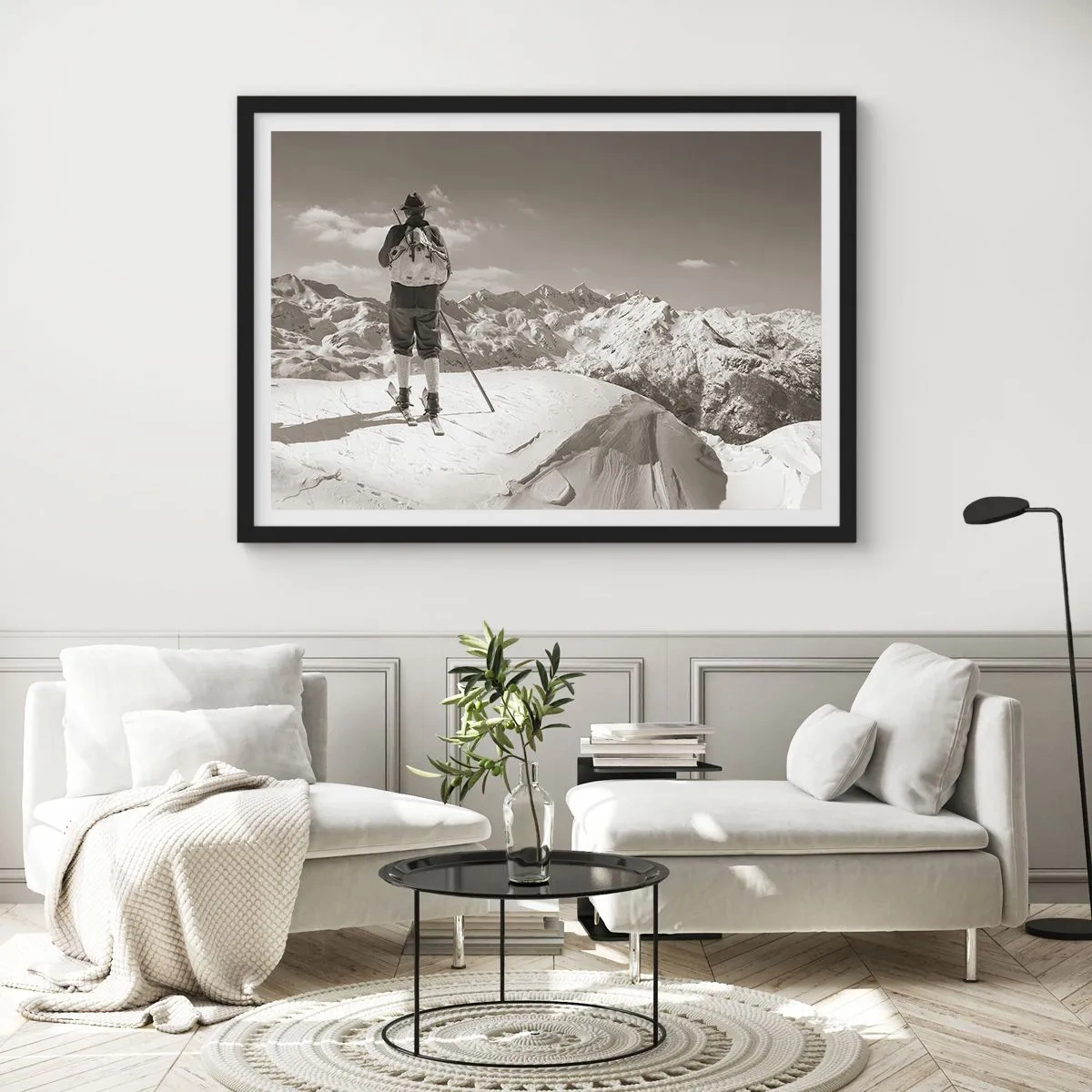 Poster in een zwarte lijst - En de bergen blijven onveranderd - 100x70 cm