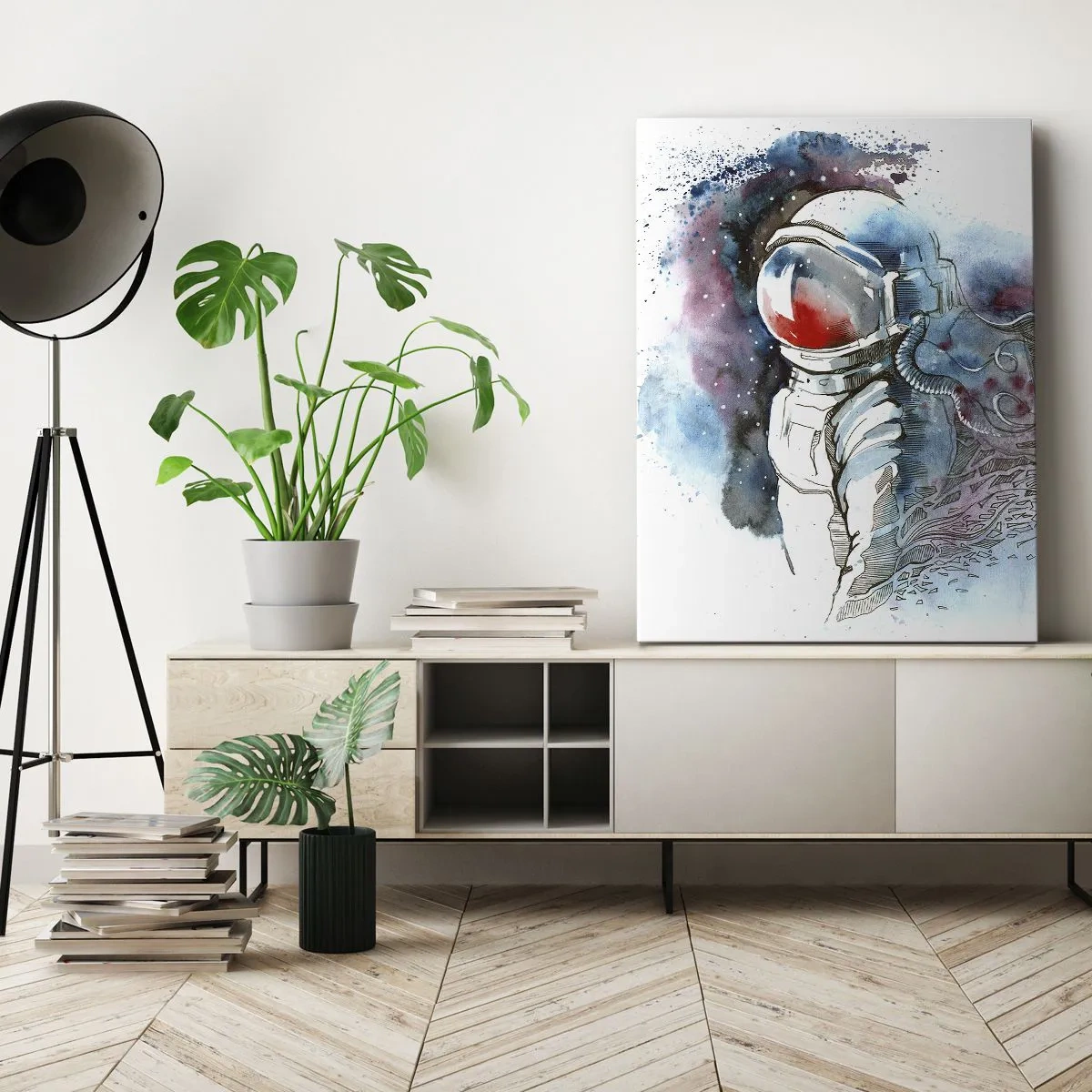 Schilderen op canvas - Alleen met de kosmos - 45x80 cm