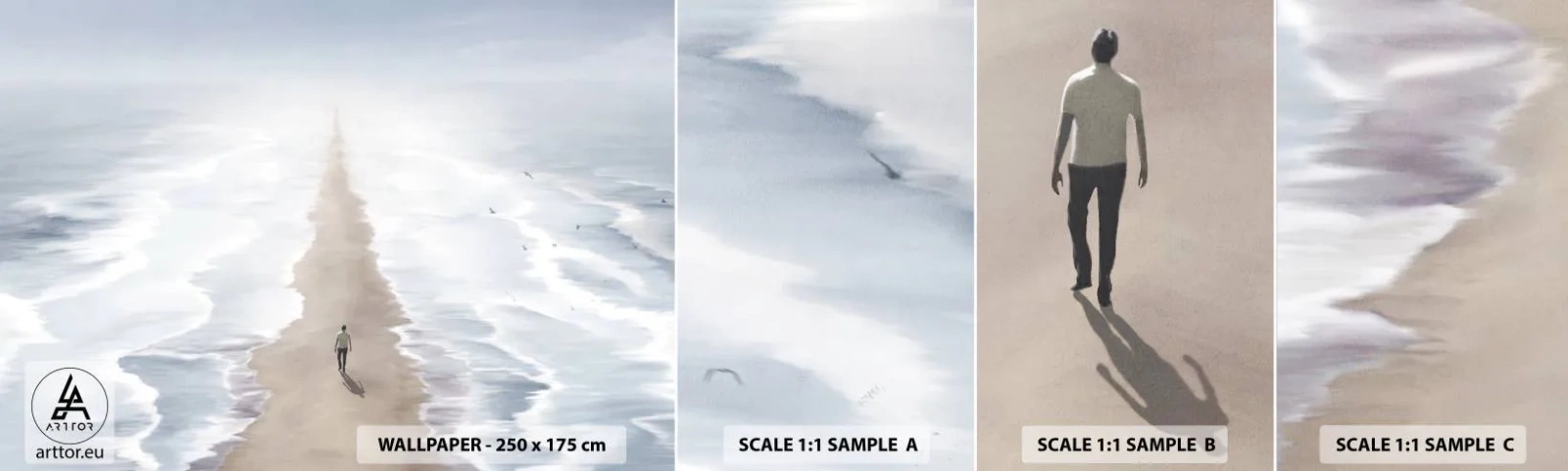 Fotobehang Staaltje Standard Eco - Een gouden toekomst - Zee, Helder, Strand - 100x30 cm