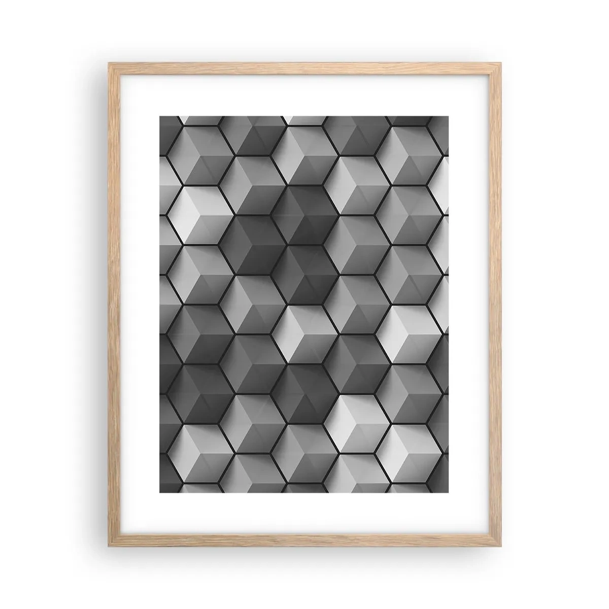 Een poster in een licht eiken lijst - Kubistische puzzel - 40x50 cm