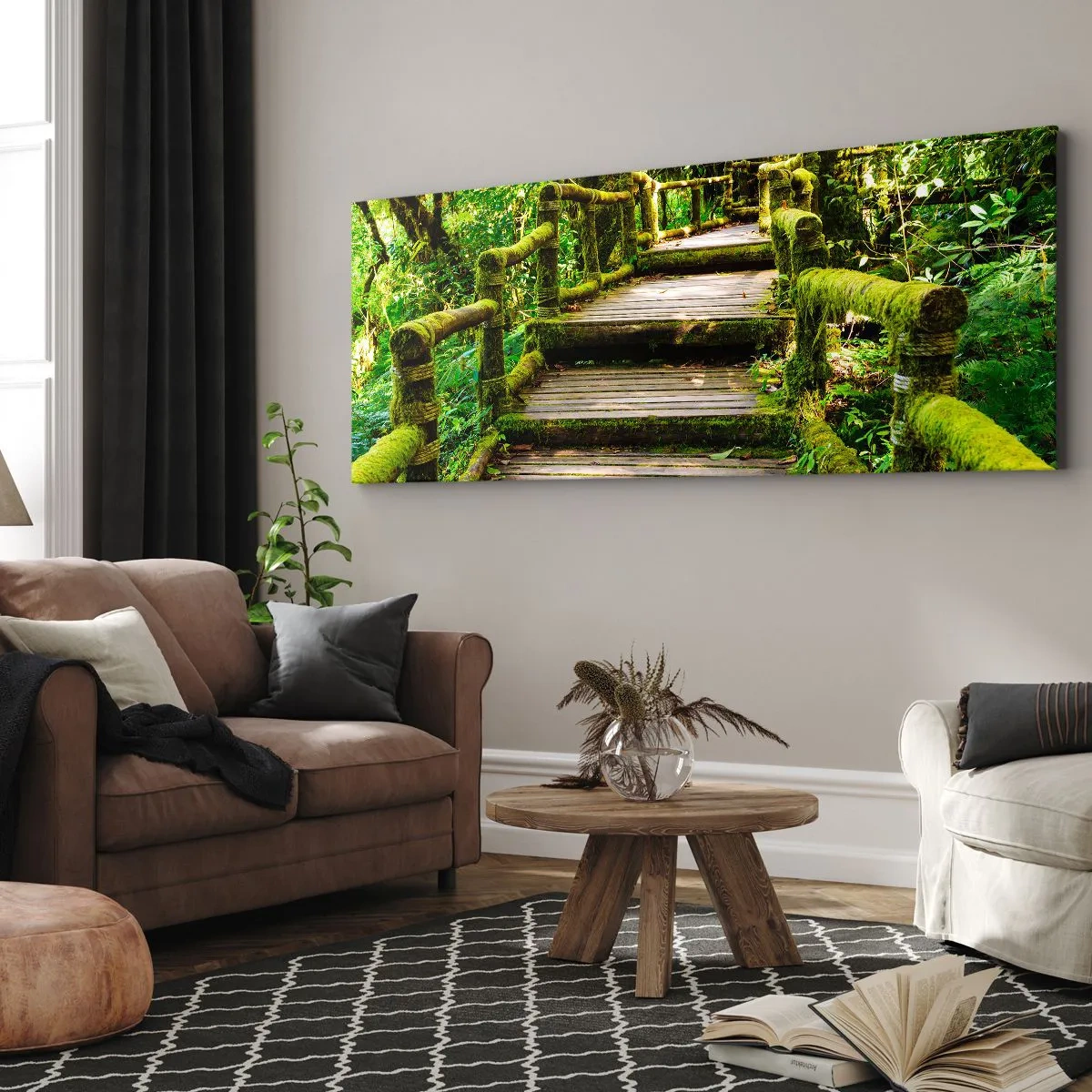 Schilderen op canvas - Door de gang van groen - 100x40 cm