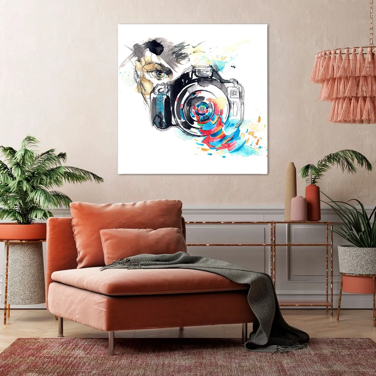 Schilderen op canvas - In het oog van de lens - 40x40 cm