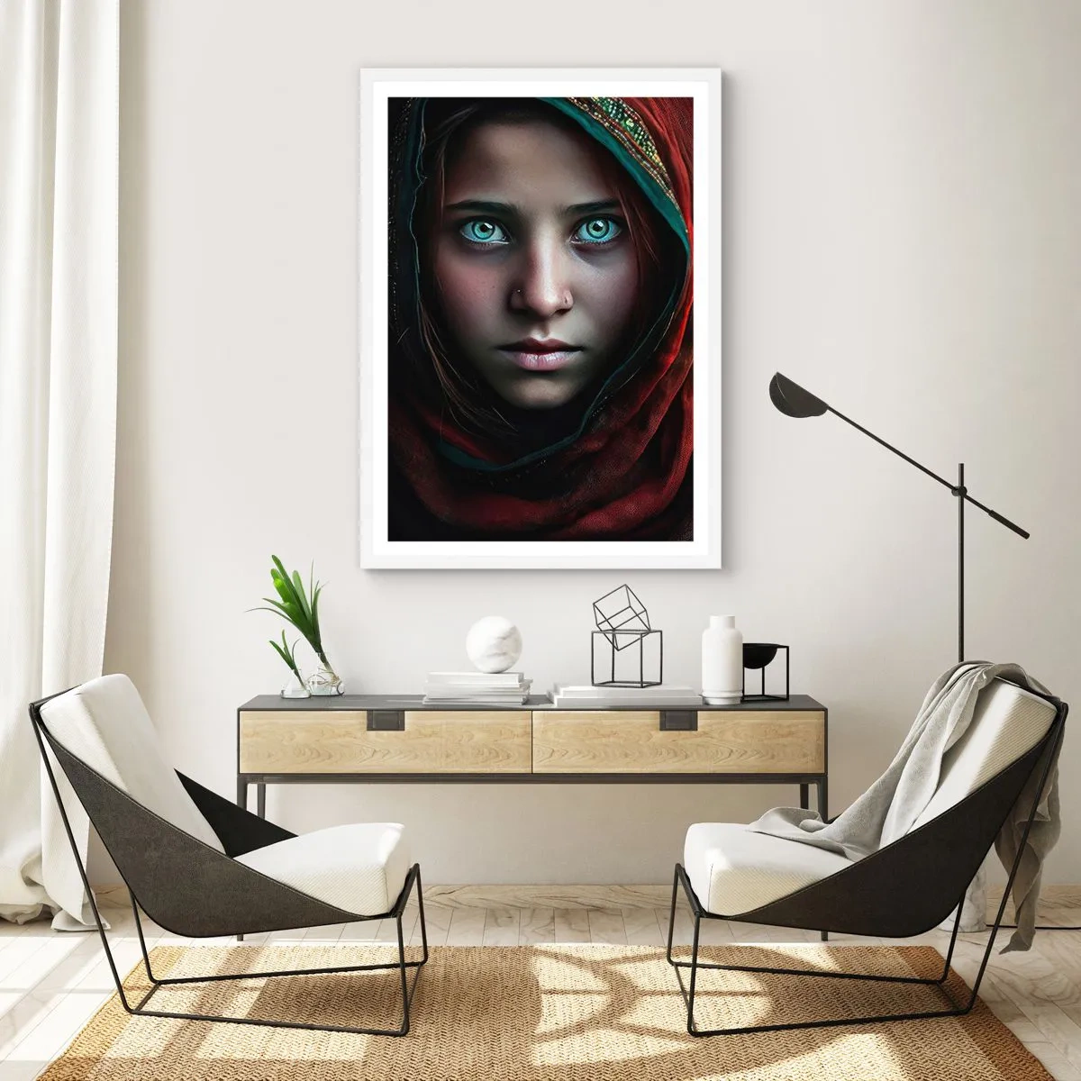 Poster in een witte lijst - Oosterse prinses - 40x50 cm