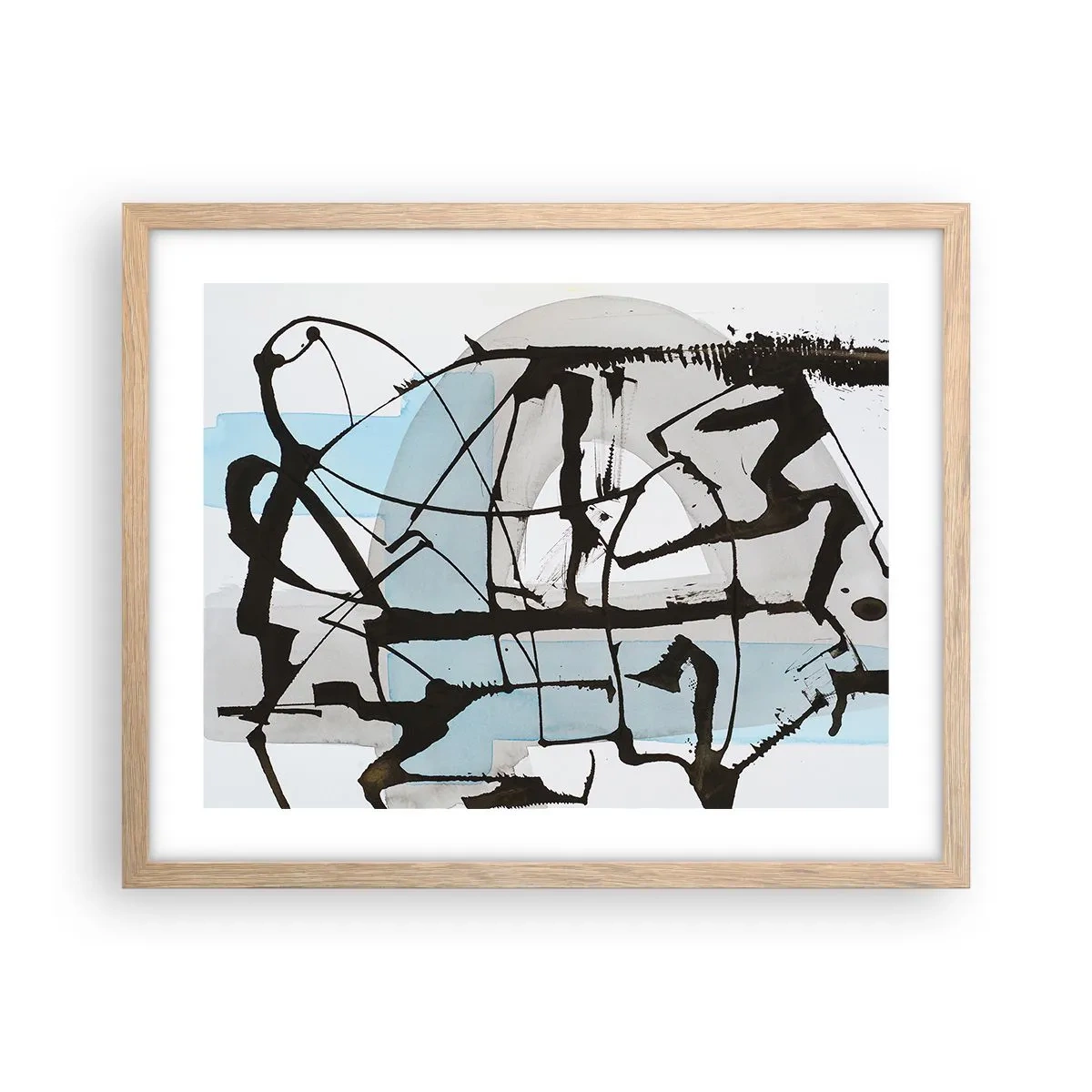 Een poster in een licht eiken lijst - Toch blauw - 50x40 cm