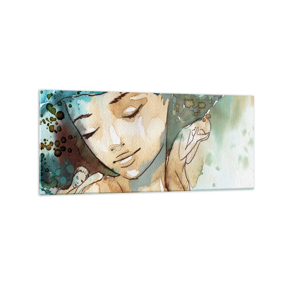 Schilderen op glas - Dame in het blauw - 120x50 cm