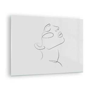 Schilderen op glas - Contourtekening van het gezicht van een vrouw, naar boven gericht - 70x50cm - De wendingen van dromen - Moderne wanddecoratie voor woonkamer en slaapkamer ARTTOR