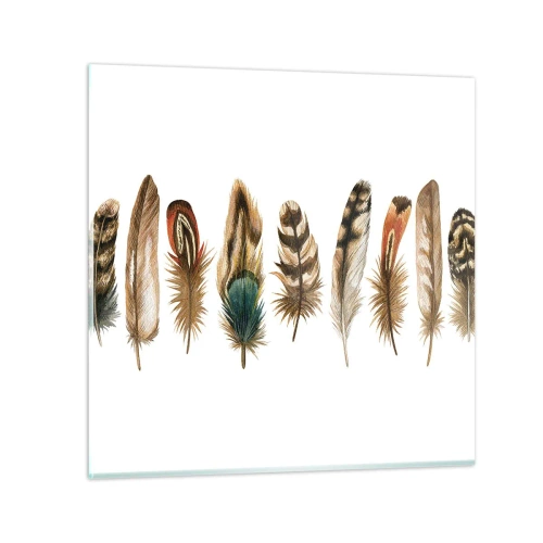 Schilderen op glas - Een gevederde variatie - 60x60 cm