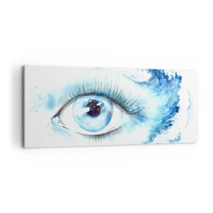 Schilderen op canvas - Dompel jezelf onder in het blauw van de blik - 100x40 cm