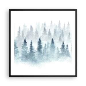 Poster in een zwarte lijst - Gehuld in mist - 60x60 cm