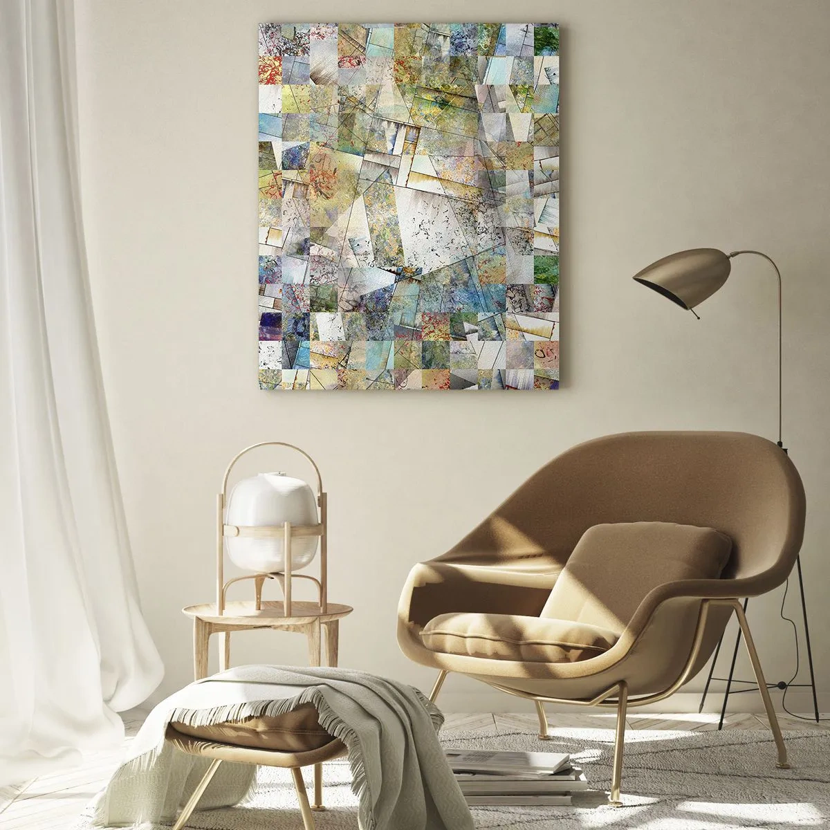 Schilderen op glas - Geometrische schuifeling - 50x70 cm