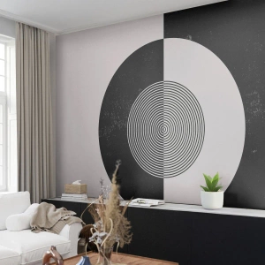 Zelfklevend Fotobehang Deluxe Sticker - Harmonie in zwart-wit - Abstractie, Deel, Zwart en wit - 250x175 cm