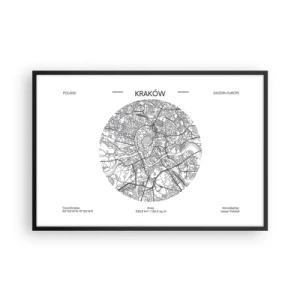 Poster in een zwarte lijst - Anatomie van Krakau - 91x61 cm