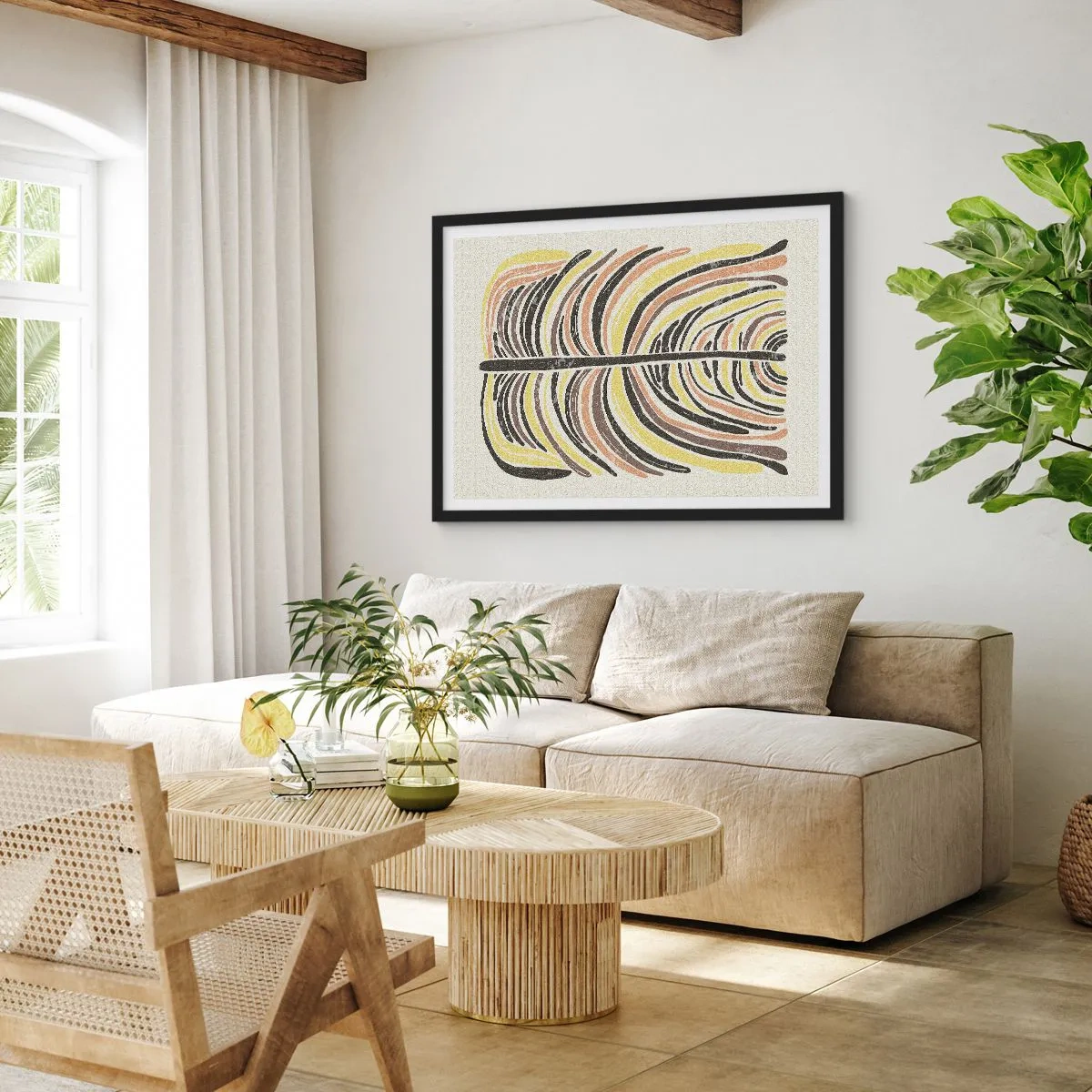 Poster in een zwarte lijst - Abstractie vol leven - 70x50 cm