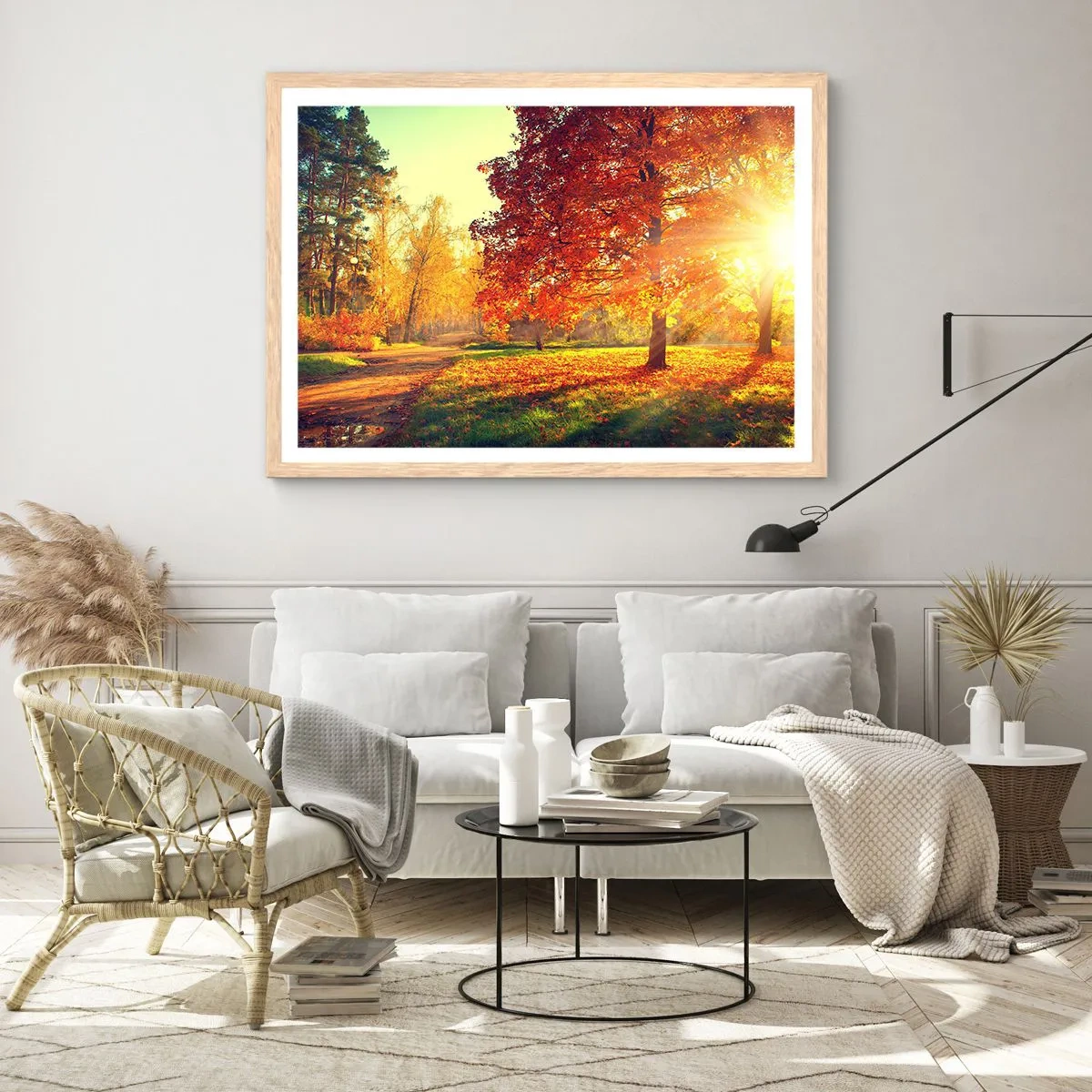 Een poster in een licht eiken lijst - Rood is mooi - 100x70 cm